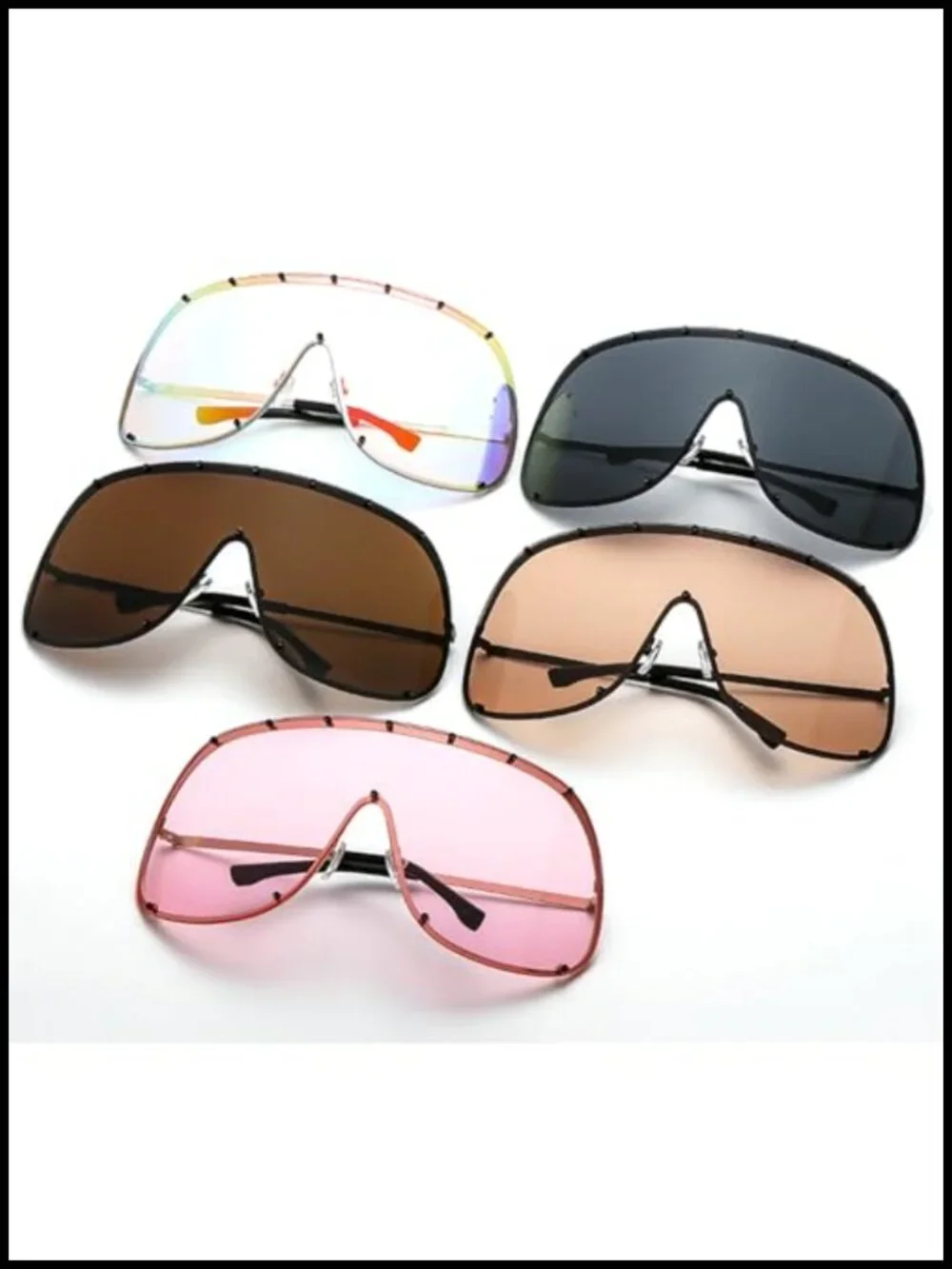 Oversized Square Shield Sunglasses with UV400 Protection